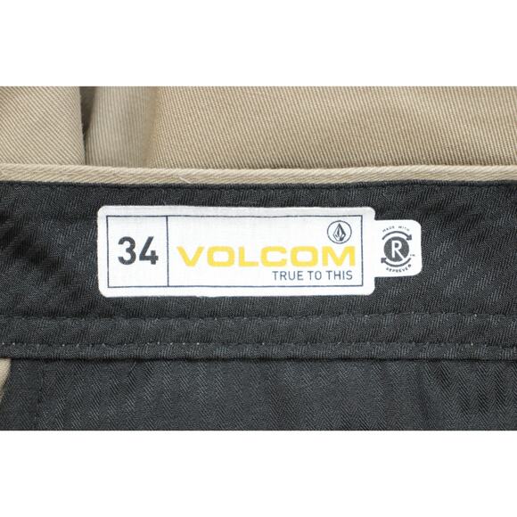 Volcom Shorts Mens 34 Beige Chino Flat Front True To This 11" Inseam - Picture 3 of 7